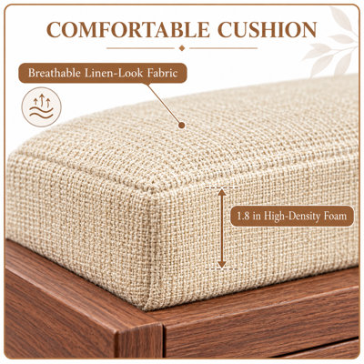 Banc de rangement à chaussures en rotin Canterbury avec coussin rembourré et deux armoires