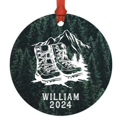 Custom Metal Hiking Engagement Ornament Hiking Boots Christmas Tree Decor Gift Bag