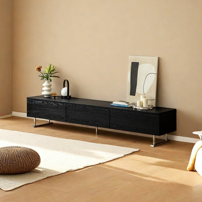 Meuble télé avec acier inoxydable, 70.86"