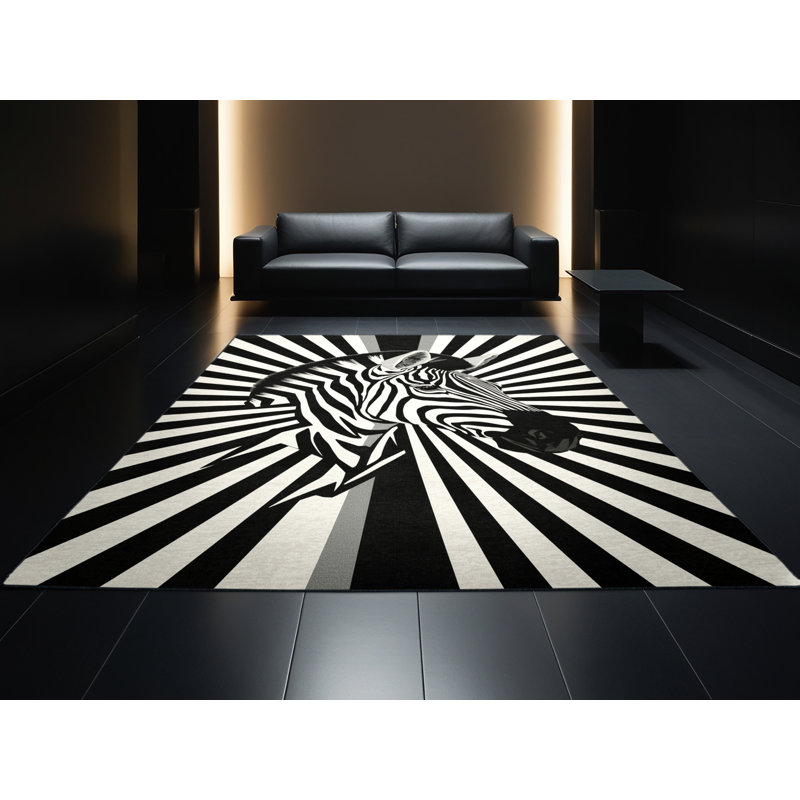 Tapis zébré moderne lavable à la machine Ozain, 4 x 2