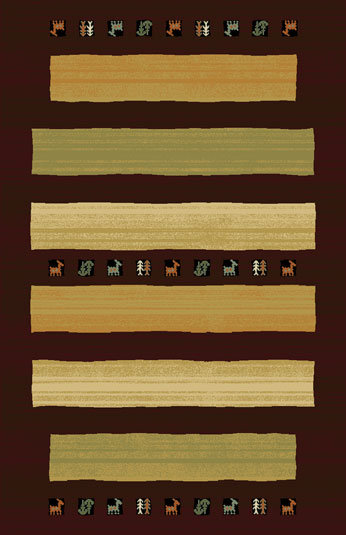 Tapis brun à rayures, 10 pi x 13 pi
