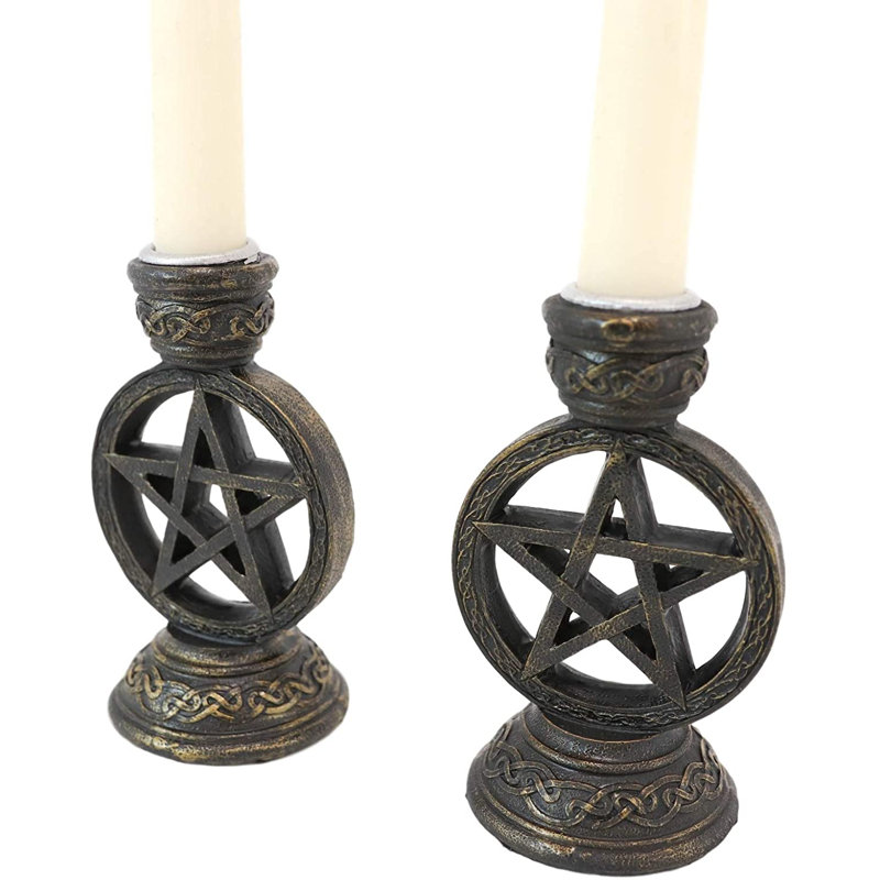 2 Piece Resin Tabletop Candlestick Set