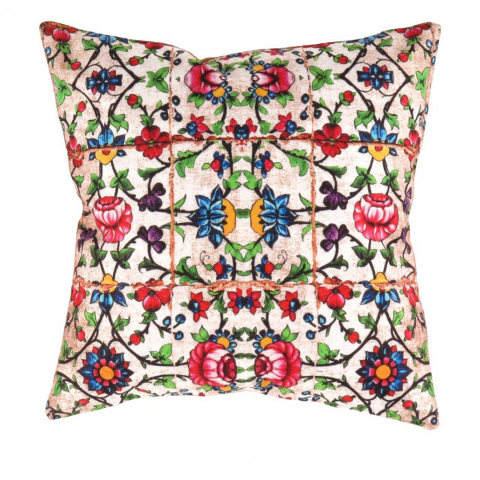Floral Throw Pillow, 16"H x 16"W, Rose/Orange