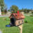 Amish Red Stone Mailbox, Handmade, Barn Style