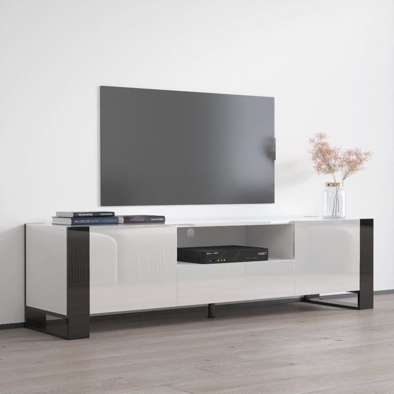 Meuble télé 71 po Woody, Blanc / Noir