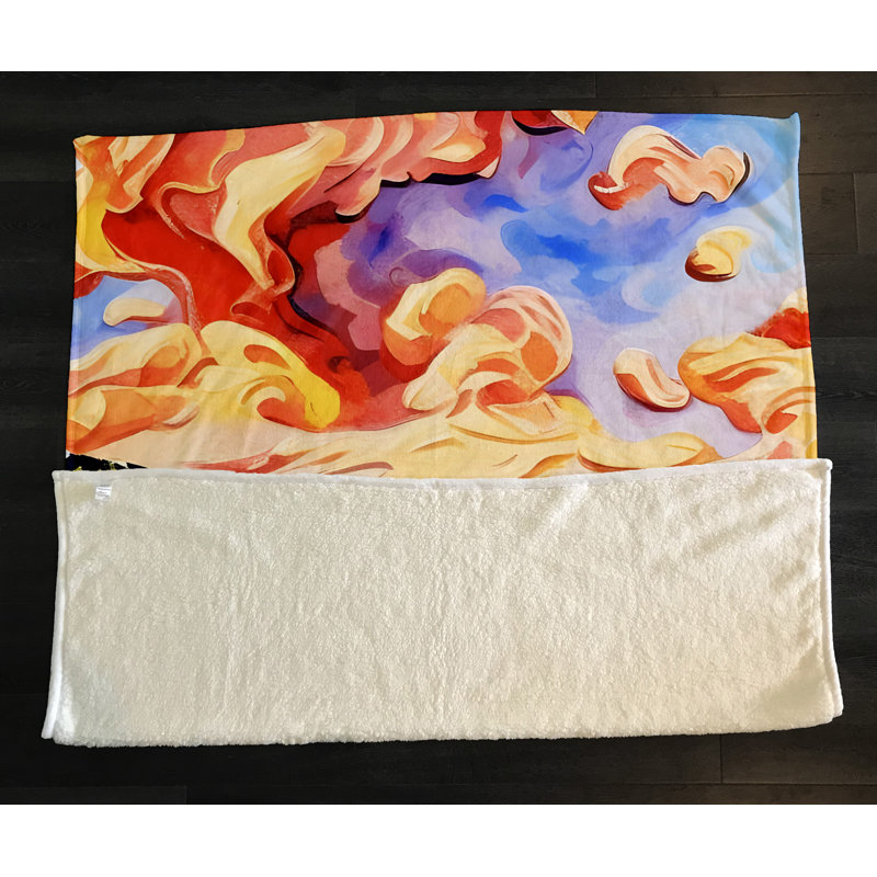Throw Blanket, 51" W x 60" L, Abstract, Orange/Blue/Red