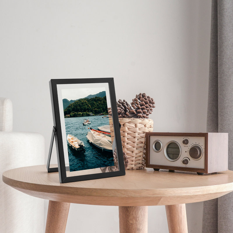 Cadre flottant en métal avec verre véritable, 4 po x 6 po, Noir