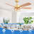 52" Modern Gold Ceiling Fan with Light Kit and Remote Control 5-blade 6-speed Reversible DC Motor for Living Room-521727247-521727245
