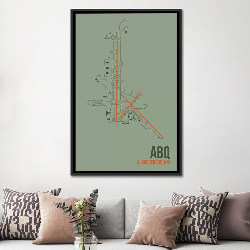 «Albuquerque», impression sur toile, H 26 po x l 18 po x P 1,5 po, Toile avec cadre noir, Pas de tapis