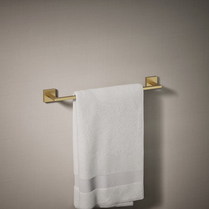 Square Towel Bar, Vibrant Brushed Moderne Brass, 18"W