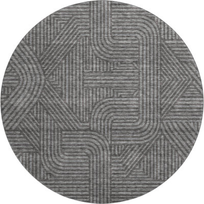 Premium Machine Washable Prisco Charcoal Rug
