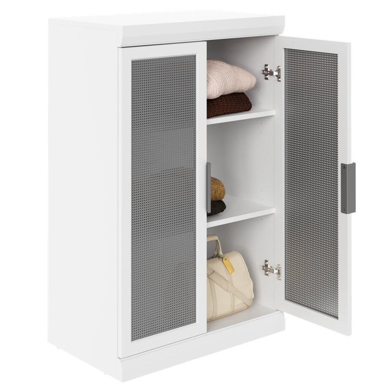 Organisateur de garde-robe à 3 tablettes avec armoire à 2 portes Mosaics, Blanc