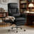 Ergonomic Reclining Office Chair with 180° Flip-Up Arms & Independent Lumbar Support – Heavy Duty Executive Gaming Chair with Retractable Footrest-1943567551