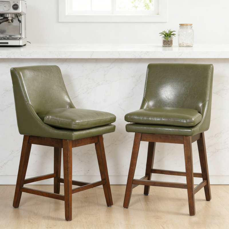 Lasonya 26.4" Swivel Counter Stool, Green