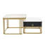 Ensemble de 2 tables basses et tables d'appoint gigognes à grain de marbre ultrabrillant-447467693