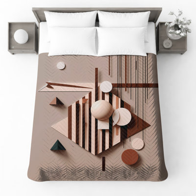 Abstract Geometric Shapes Quilted Bedspread All Sizes