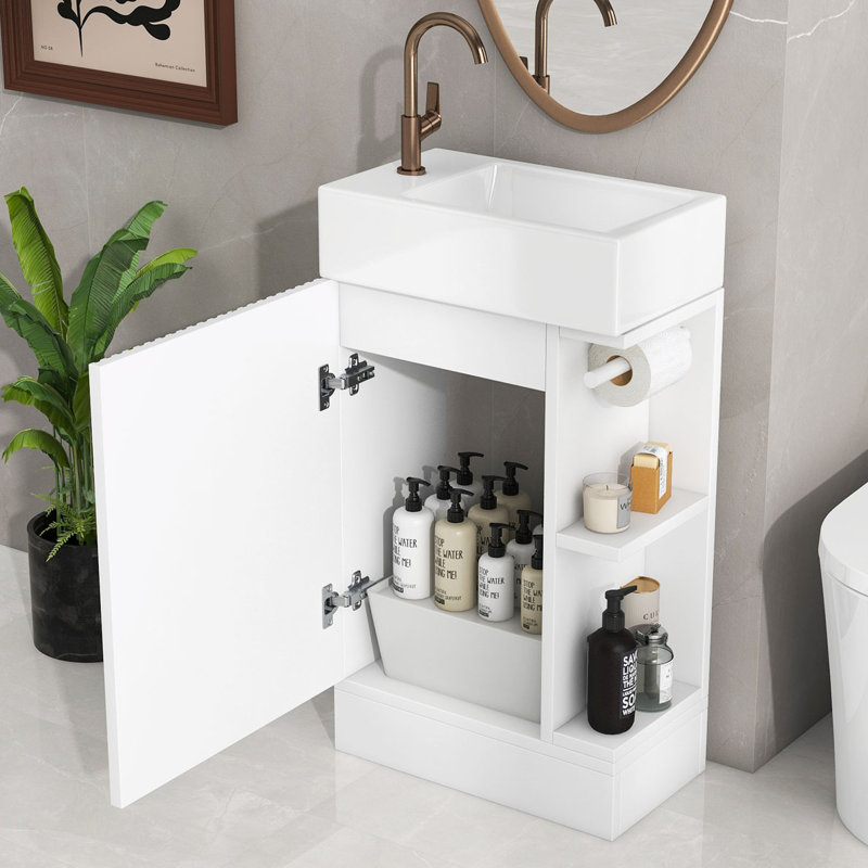 Meuble-lavabo avec lavabo pour la salle de bain, Blanc