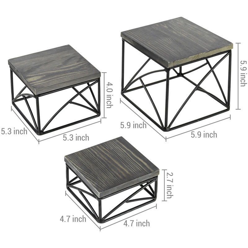 3 Piece Cake Stand Set, Black/Grey