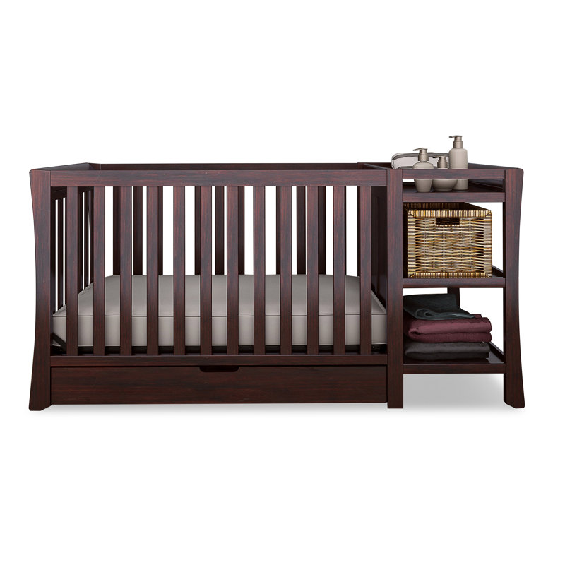 Tatum 4-in-1 Convertible Crib and Changer Combo with Storage, Espresso