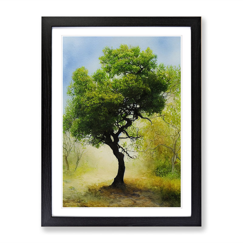 Watercolour Pear Tree Vol.1 1 Piece Single Picture Frame Wall Art, 64cm H x 46cm W x 2cm D, Walnut