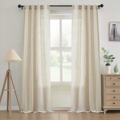 Janie Rod Pocket Semi-Sheer Curtain Panel Pair