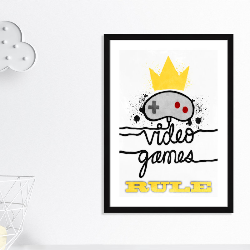 Impression de papier règle de jeux vidéo, H 36,5 po x l 26,5 po x P 0,63 po, Cadre noir