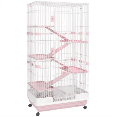 Hamster Hutches and Cages combining Outdoor Space and Pink Metal and Plastic with 32 L and Metal Frame