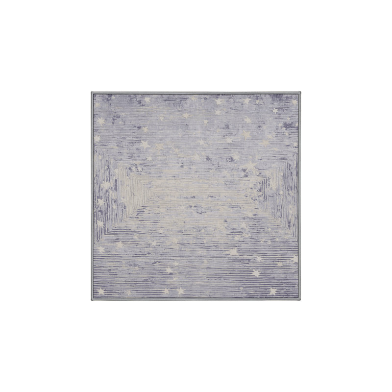 Machine Washable Gray Area Rug, Square 3'