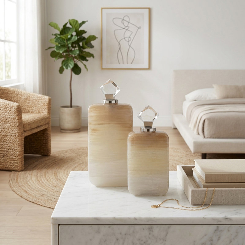 Vases rectangulaires en verre avec bouchons d'acrylique pour la décoration intérieure - Élégants vases décoratifs pour salon