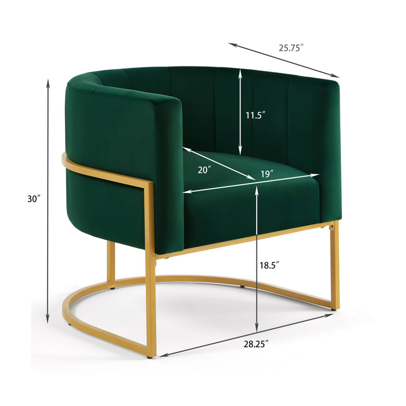 Fauteuil d'appoint rembourré Lanre, Velours vert / or