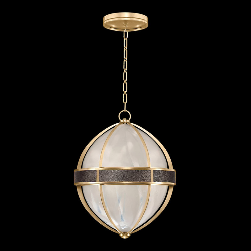 Luminaire suspendu rond l 18,75 po Mirage, Galet, Feuille d'or standard / laiton