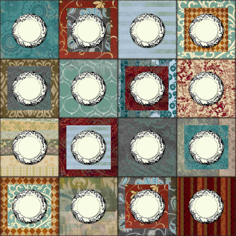 Nappe patchwork avec plaques - impression sur toile tendue, L 30 po x H 30 po