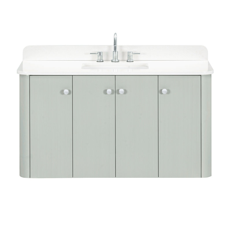 Haley 48 in. Single Sink Bathroom Vanity in Soft Sage with Top, White Quartz