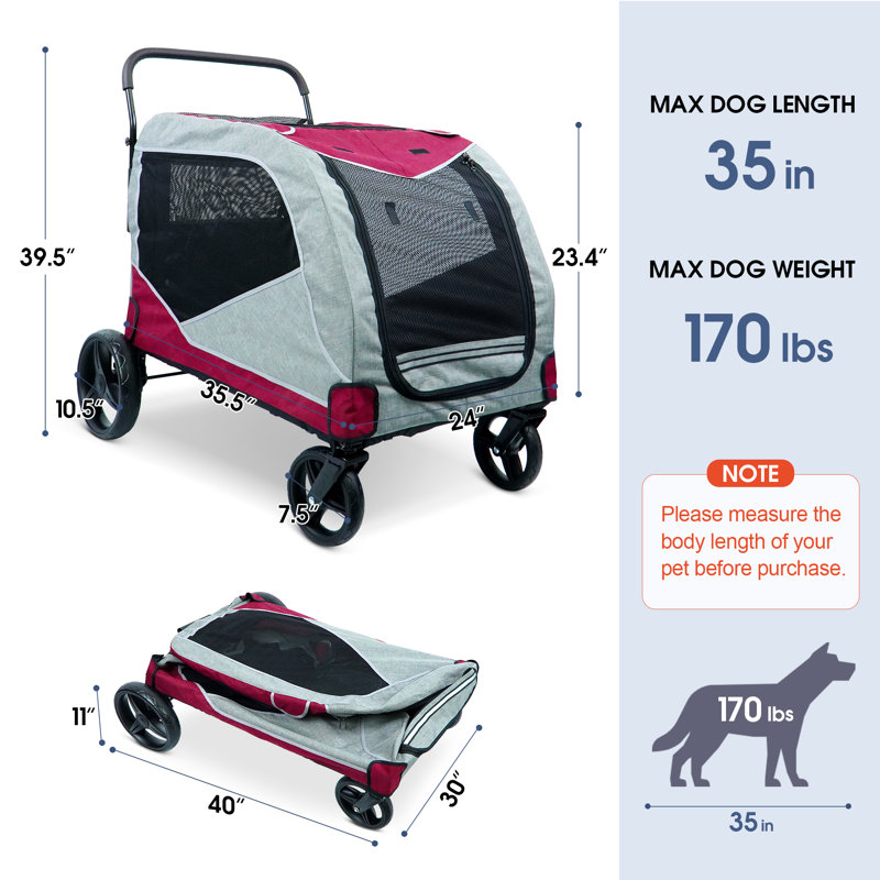 Grande poussette pour 2 chiens