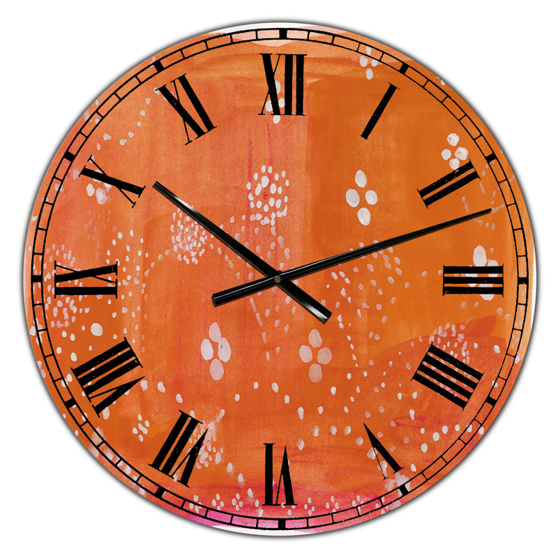Horloge murale Mid-Century Indian Orange, Surdimensionné