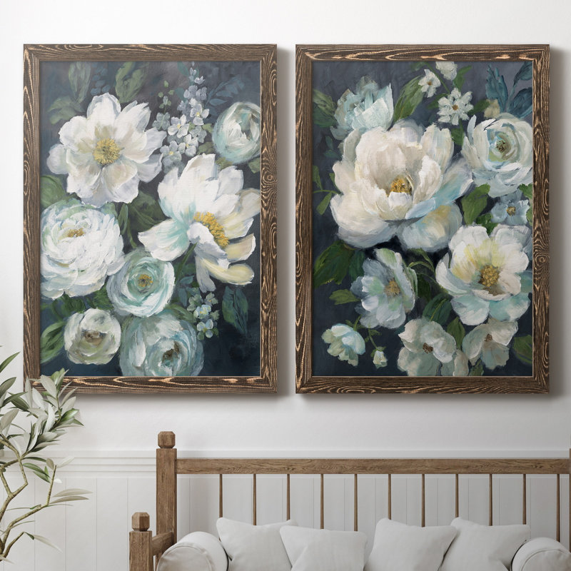 Nocturnal Radiance I - Ensemble de 2 reproductions d'art, H 44 po x l 31 po x P 1 po, Pas de tapis, Toile avec cadre en noyer