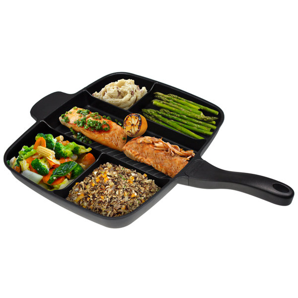 Divided Grill Frying Pan, Pancake Pan, Section Divided Skillet, 4