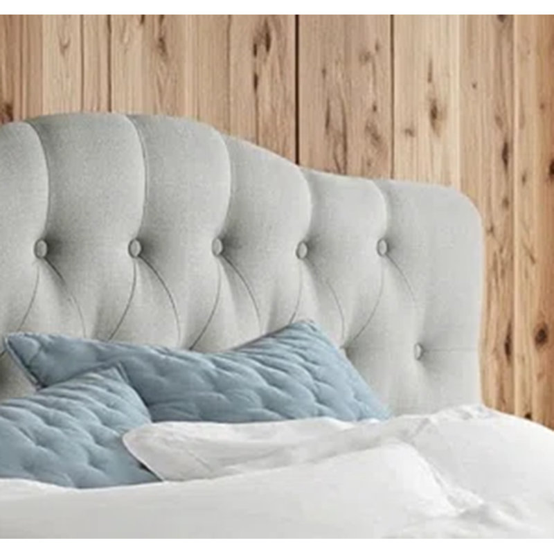 Linen Upholstered Headboard-Modern-Adjustable Height-Button Tufting, Gray, Queen
