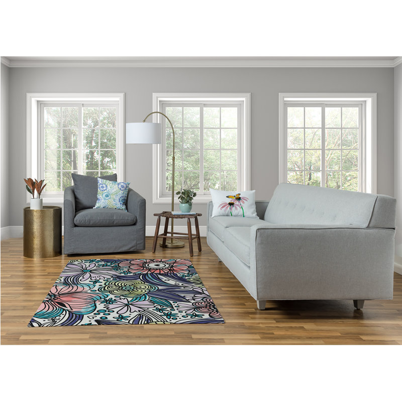 Chenille Floral Indoor Rug, Rectangle 4' x 6'