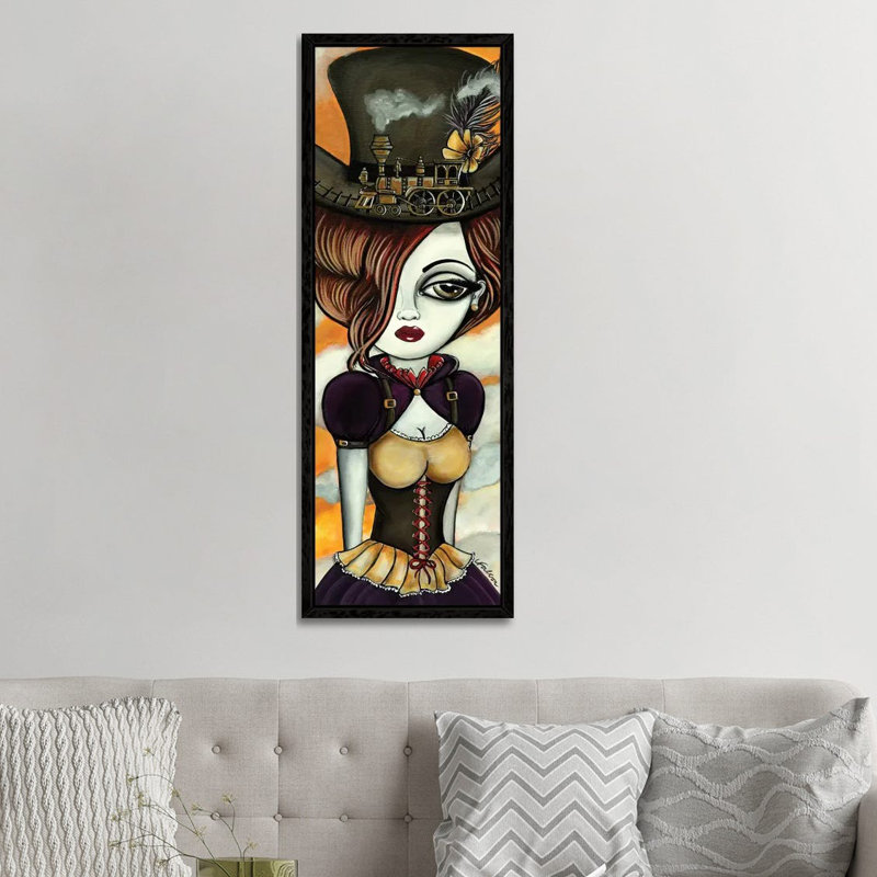 The Conductor by Lizzy Falcon - Panoramic Painting on Canvas, 152.4cm H x 50.8cm W x 3.81cm D, Black Framed