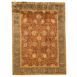 Hand Knotted Wool Oriental Area Rug in Red And Blue