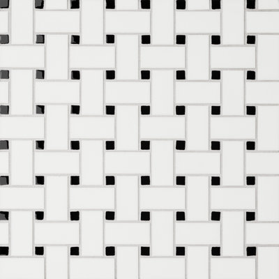 Le Cafe 1" x 2" Basket Weave Matte Porcelain Mosaic Tile in White/Black
