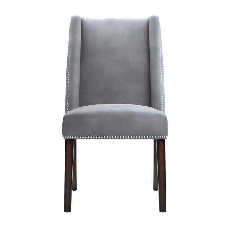 Desroches Velvet Wingback Chair, Grey