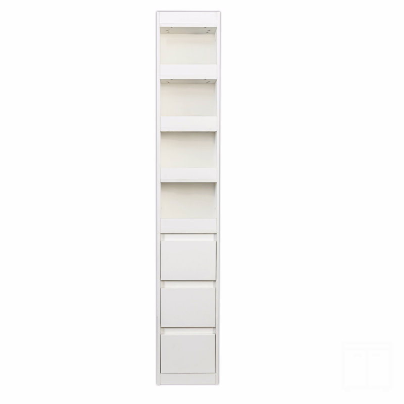 70.87" H Display Storage  Cabinet , 4-Tier Shelf, 3 Side Drawers & 4 Small Display Shelves , Modern Wooden Tall Bookshelf Bookcase