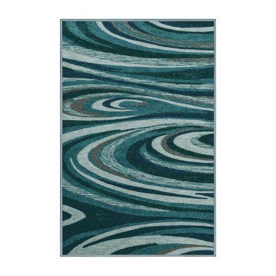 Machine Washable Nature Blue Area Rug