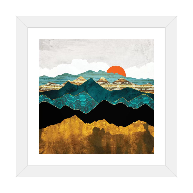 Turquoise Vista - imprimé, H 16 po x l 16 po x p 1 po, Encadré par un papier blanc