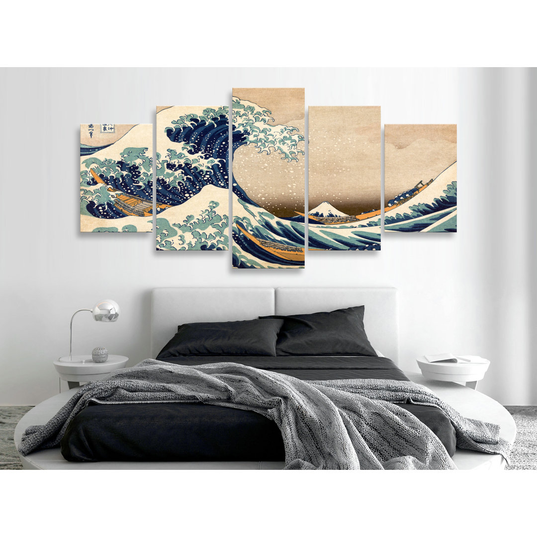 5-tlg. Leinwandbilder-Set The Great Wave Off Kanagawa