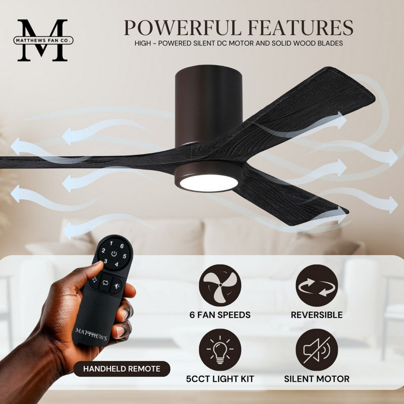 Irene LED Ceiling Fan, Textured Bronze, Matte Black, 52"
