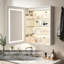 Pharmacie de salle de bain éclairée avec miroir, 24 x 30 pouces, encastrée ou murale, lumières DEL avec gradation continue et 3 températures de couleur, désembuage, 3 tablettes, 2 prises, charnière gauche