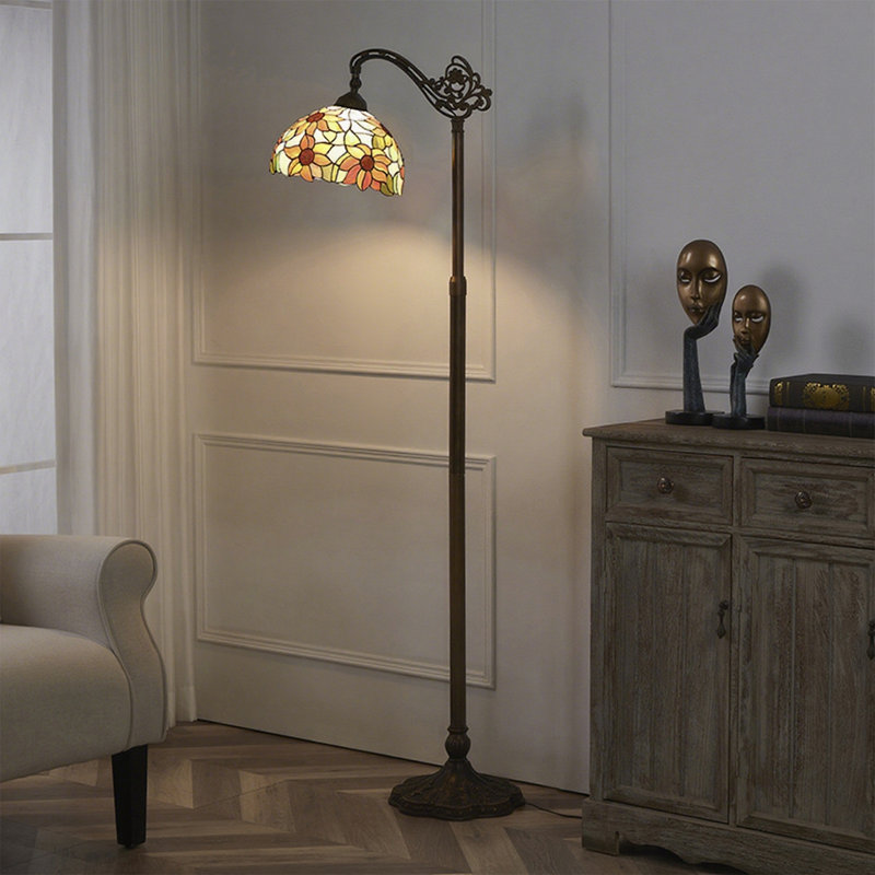 European-Style Glass, Iron Pole & Eco-Friendly Resin Floor Lamp